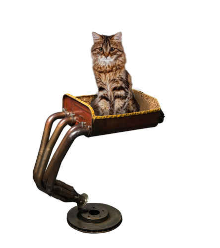Artiste designer création d'accessoire et mobilier chat luxe pour animaux de compagnie, des pièces artisanales, uniques du mobilier chic fantaisie insolite Arbre a chat de luxe