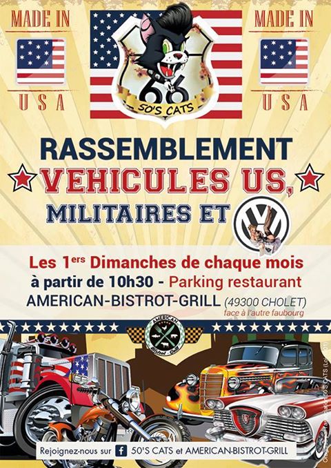 Mensuel Motos made in USA CHOLET (49) 1e dimanche 50'S CATS